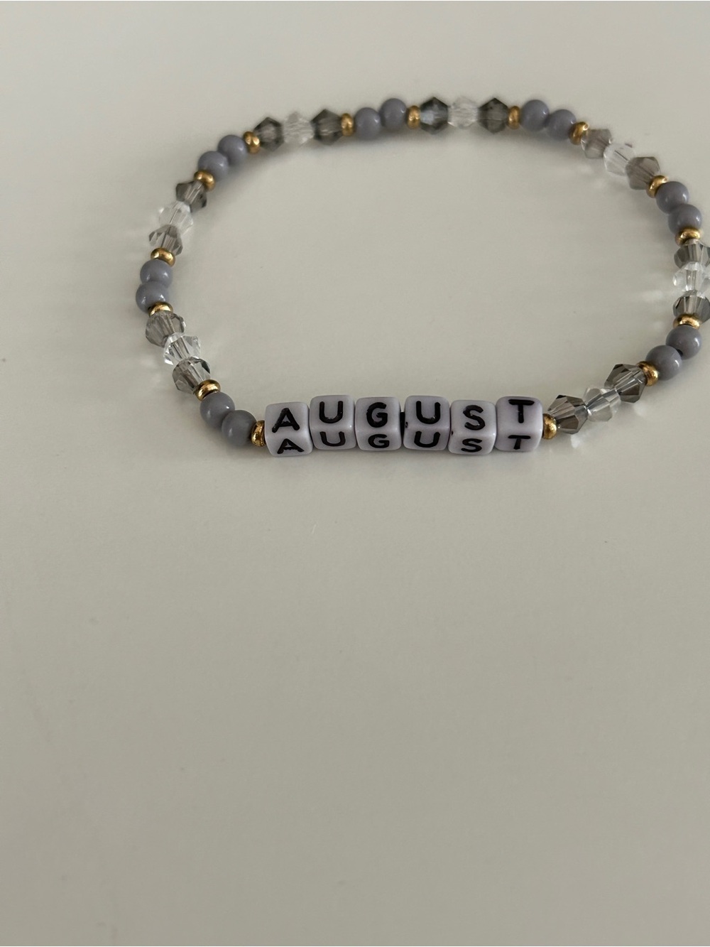 August Beaded Friendship Bracelet in Light Gray and Gold